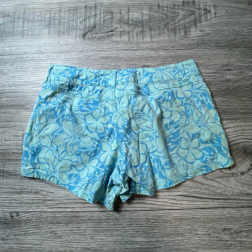 Justice Shorts Girls 16 Regular Blue Floral Tropical Cotton Stretch Casual‎ W10